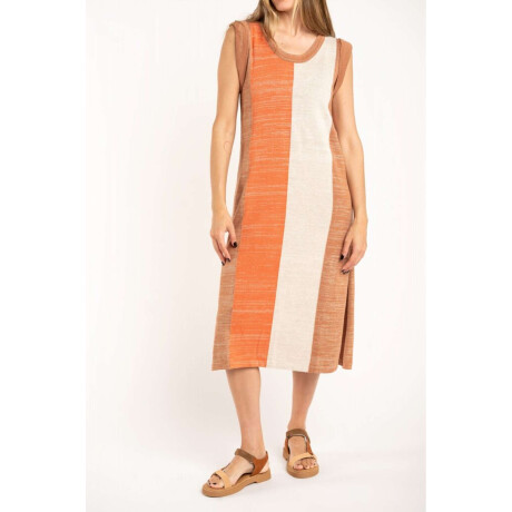 Vestido Raya Vertical Lurex Mocha