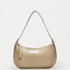 Cartera al hombro Mia en cuero graneado Taupe