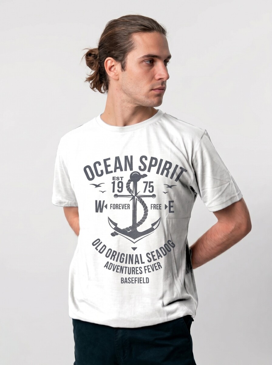 T-Shirt Print V27 - Ocean White 