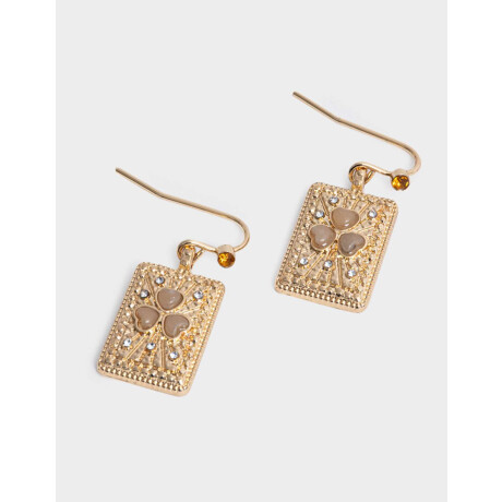 Aros Colgantes Cortos Con Strass Dorado