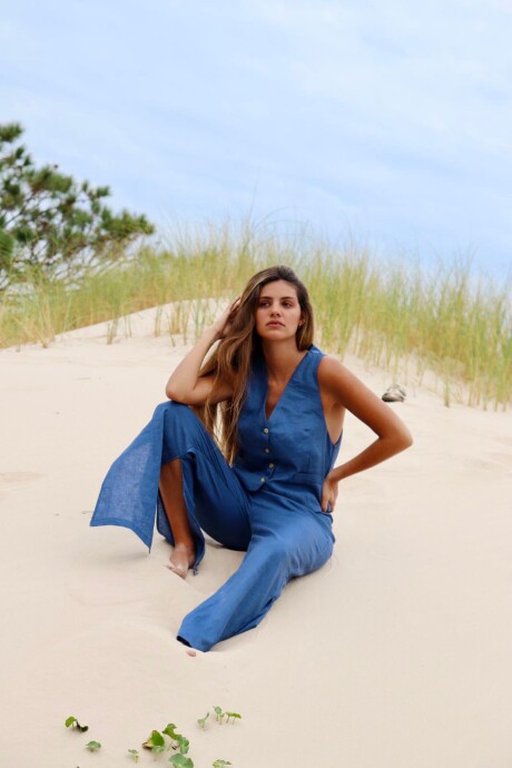 Avenue Vest Lino Azul