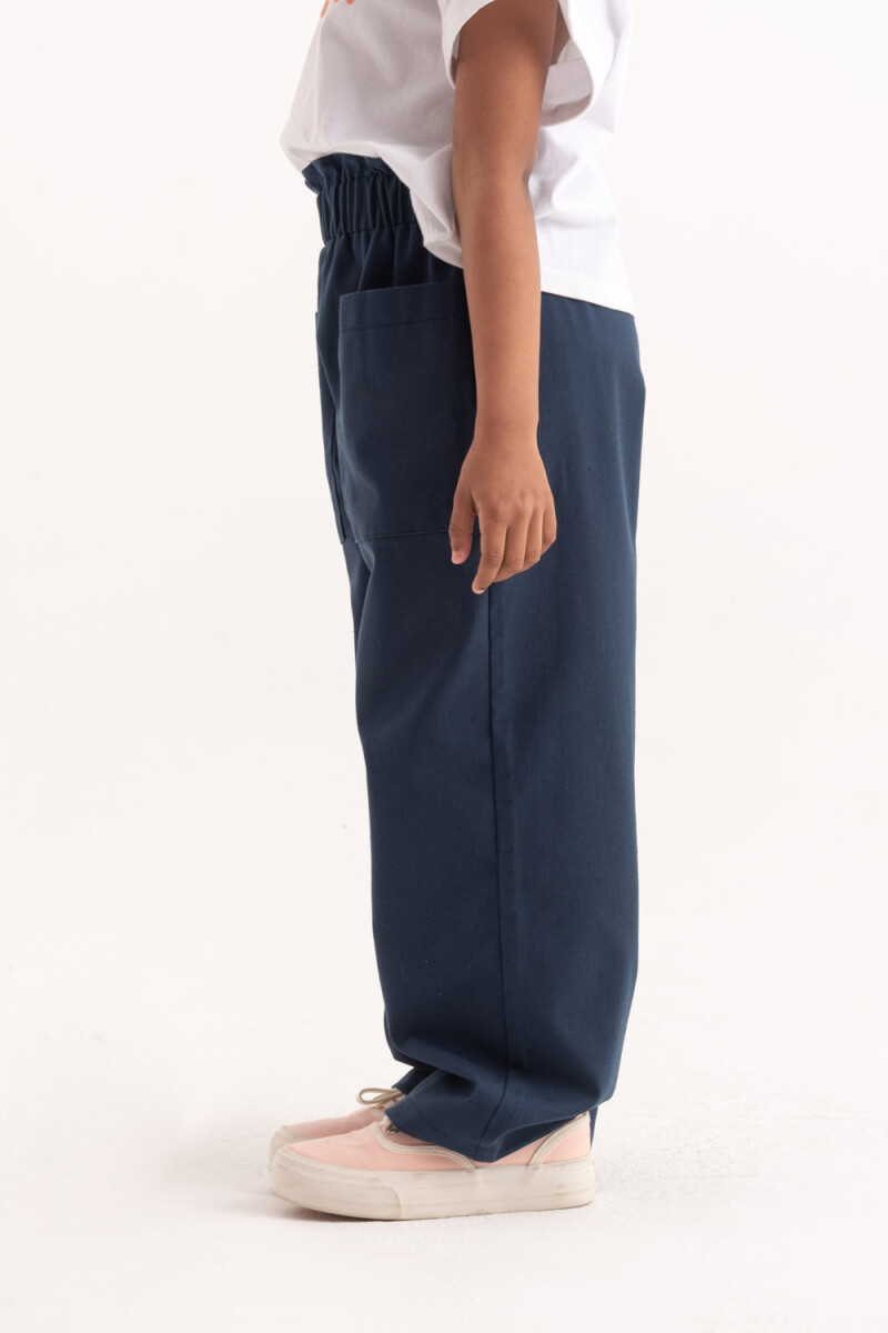 Pantalón ancho liso Azul