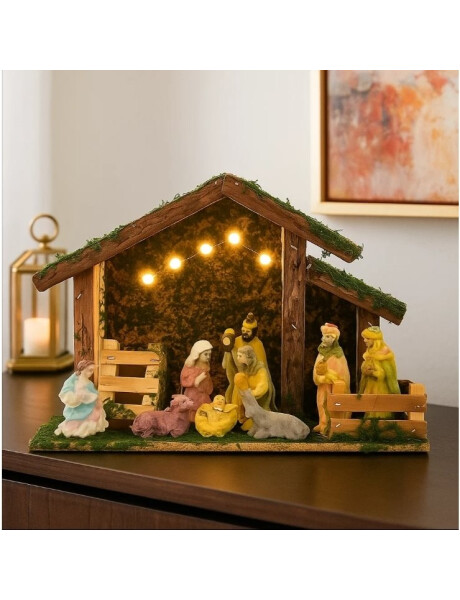 PESEBRE POLIRESINA CON LUZ 8.5CM X 9 PIEZAS PESEBRE POLIRESINA CON LUZ 8.5CM X 9 PIEZAS
