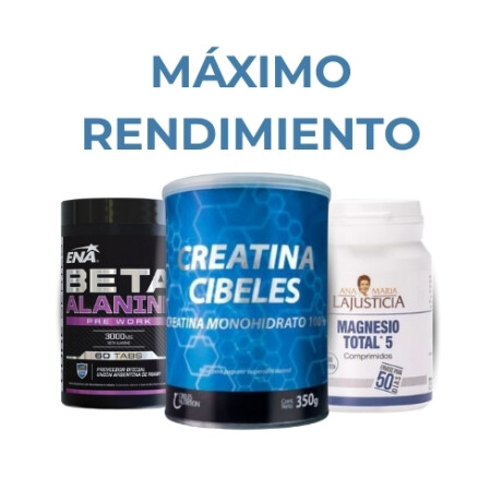 PACK MÁXIMO RENDMIENTO: Creatina Cibeles, Beta Alanina ENA, y Magnesio Total 5. PACK MÁXIMO RENDMIENTO: Creatina Cibeles, Beta Alanina ENA, y Magnesio Total 5.