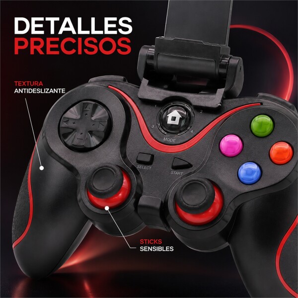 Joystick Bluetooth V8 Recargable con Soporte para Celular Negro 1