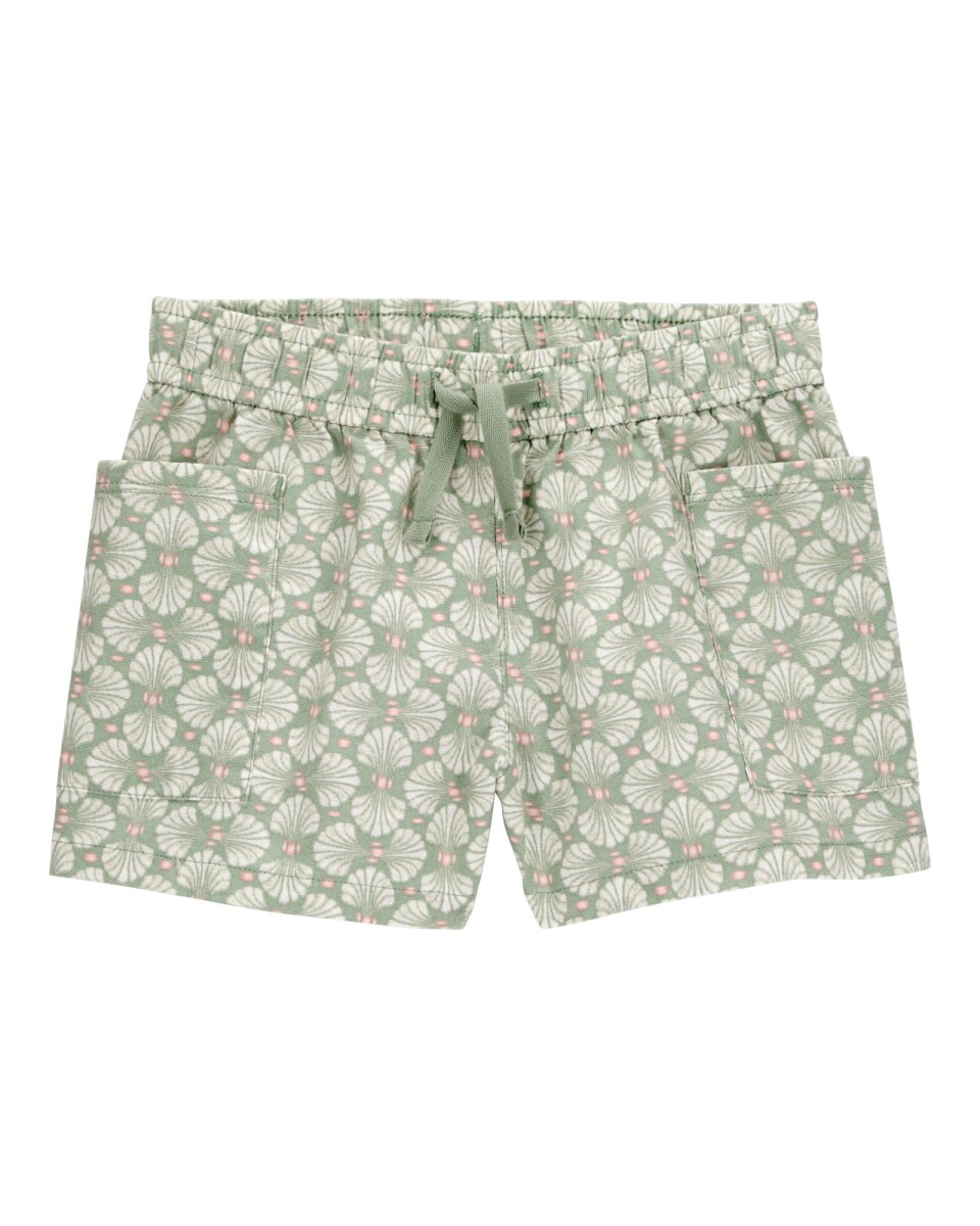 Short de algodón, con cordón, diseño floral 