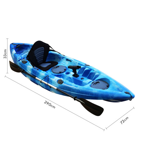 Bote Kayak Piraña Coast Lango Profesional + Asiento + Remo Azul/Violeta