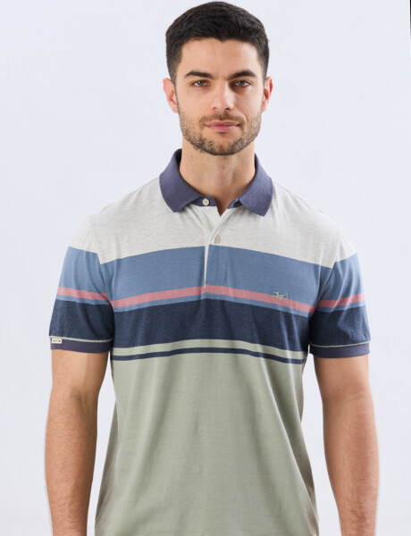REMERA POLO RAYADA JERSEY Blanco