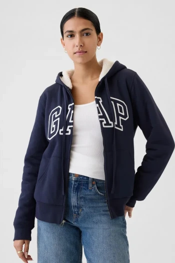 Canguro Con Corderito Logo Gap Mujer Navy Uniform