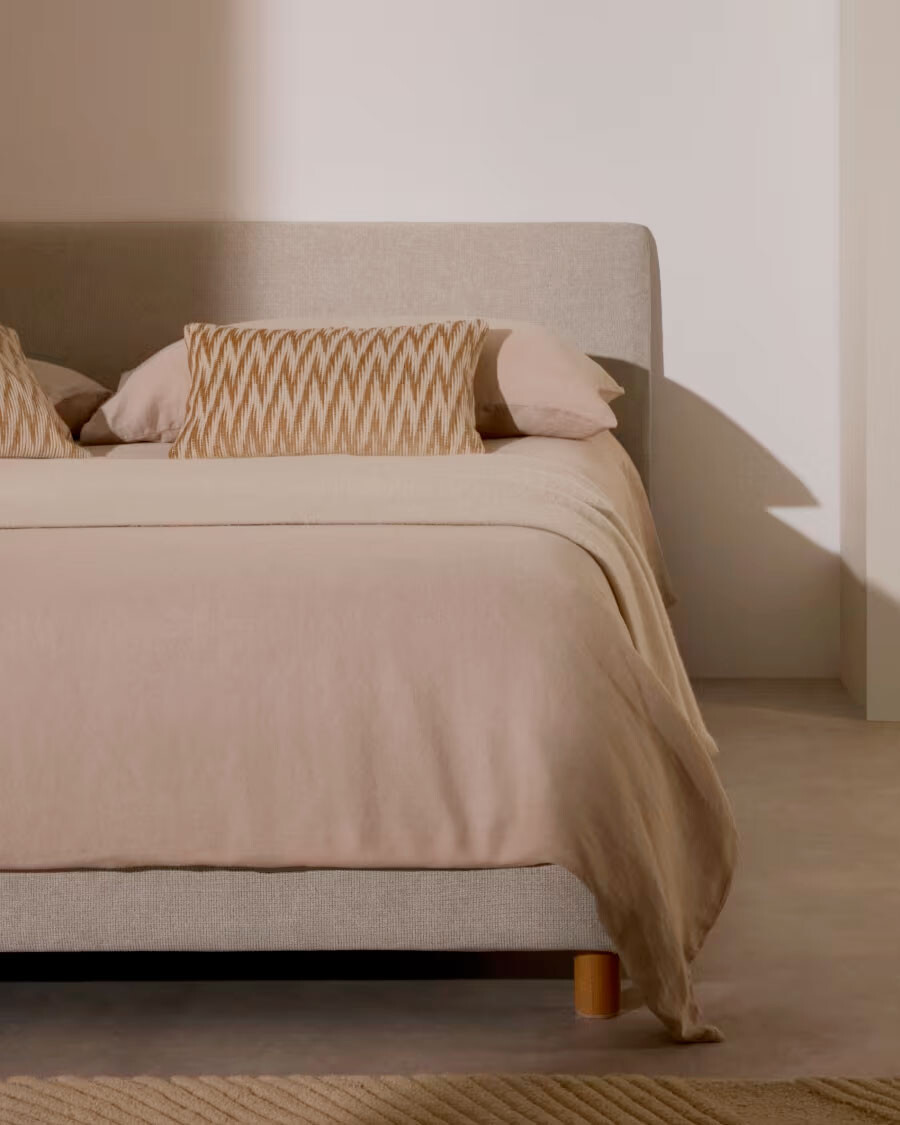 Cabecero desenfundable Valma de chenilla perla para cama de 160 x 200 cm de 180 x 200 cm
