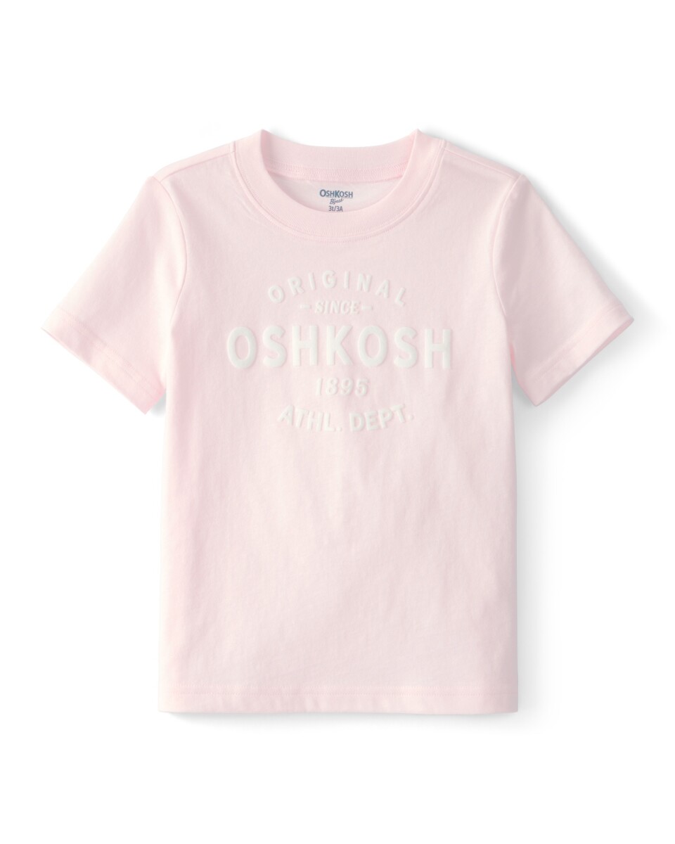 Remera de algodón, manga corta, rosada con logo 