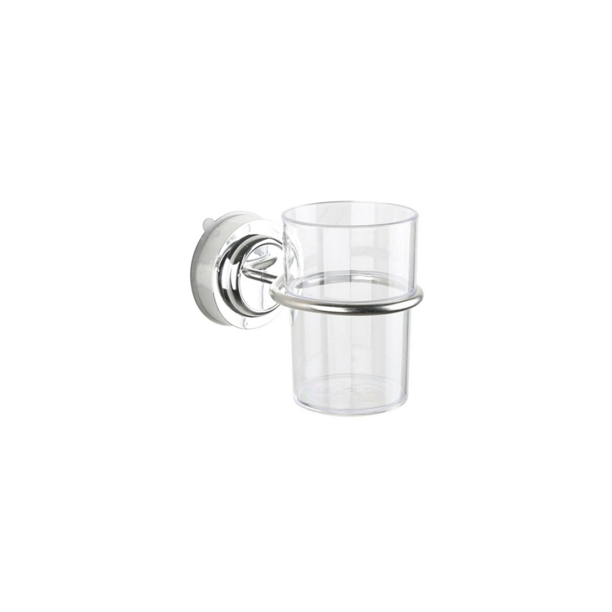 PORTA CEPILLOS DE BAÑO CON VASO - PLATEADO 