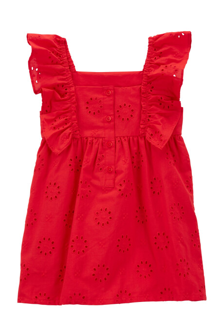 Vestido de algodón, con ojales, rojo Sin color