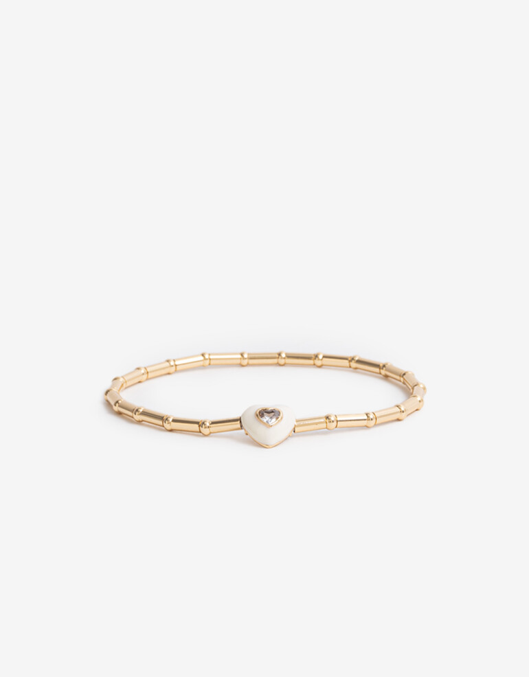 Pulseras Elásticas Strass Pulsera Dije Cubic Corazón - Dorado