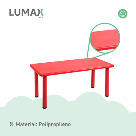 Mesa de plástico niños rectangular 120x60cm Rojo