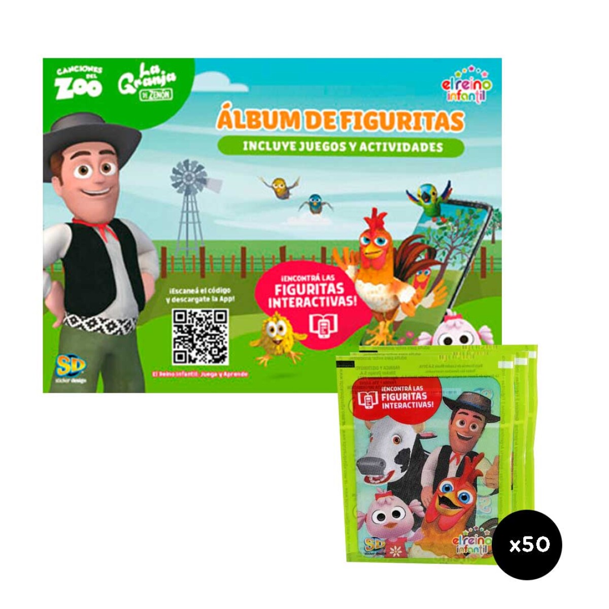 Album + 50 Sobres de Figuritas Interactivas Zenon Canciones del Zoo - 001 
