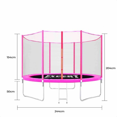 Cama Elástica Grande 2.44 + Cobertor + Red + Escalera Rosa