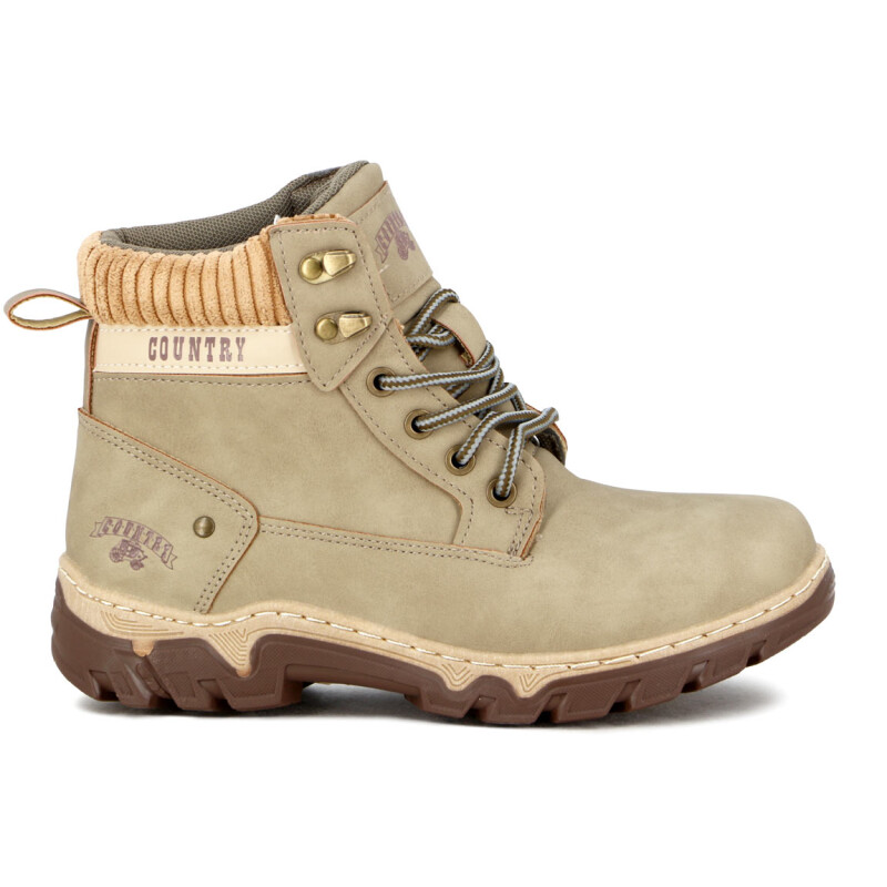 Country Bota Salt Lake De Dama Acordonada - Beige Beige