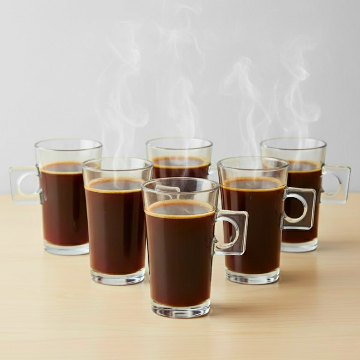 Set 6 Tazas con asa Gaiyo 250ml - TRANSPARENTE 