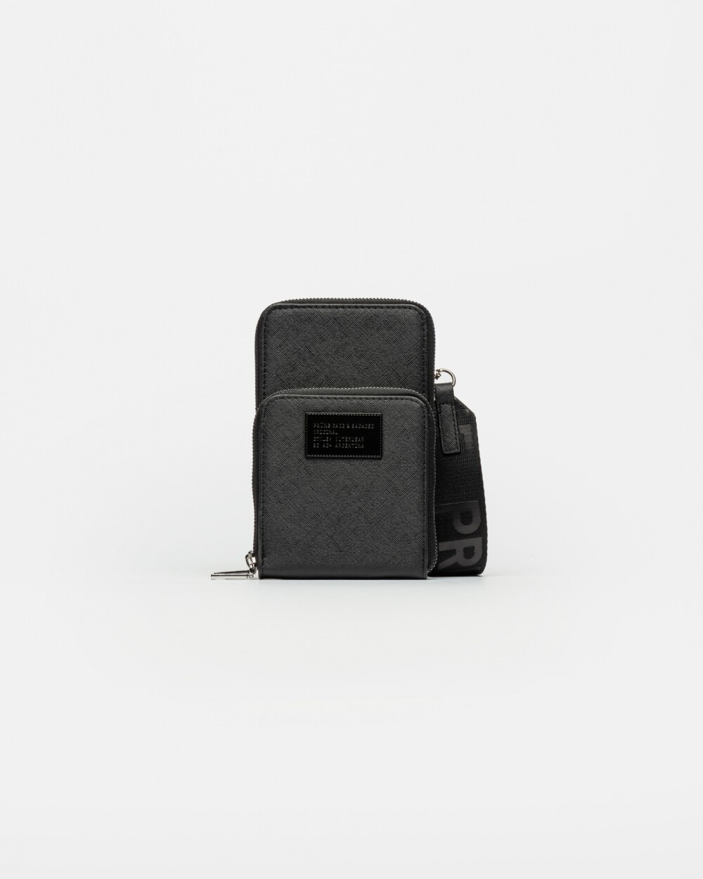 Porta Celular Penny en Efecto Cuero Zaffiano Negro