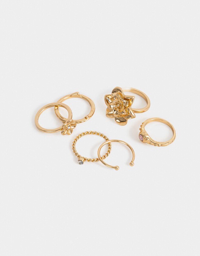 Sets Anillos Flores atrapadas Sets De Anillos - Dorado