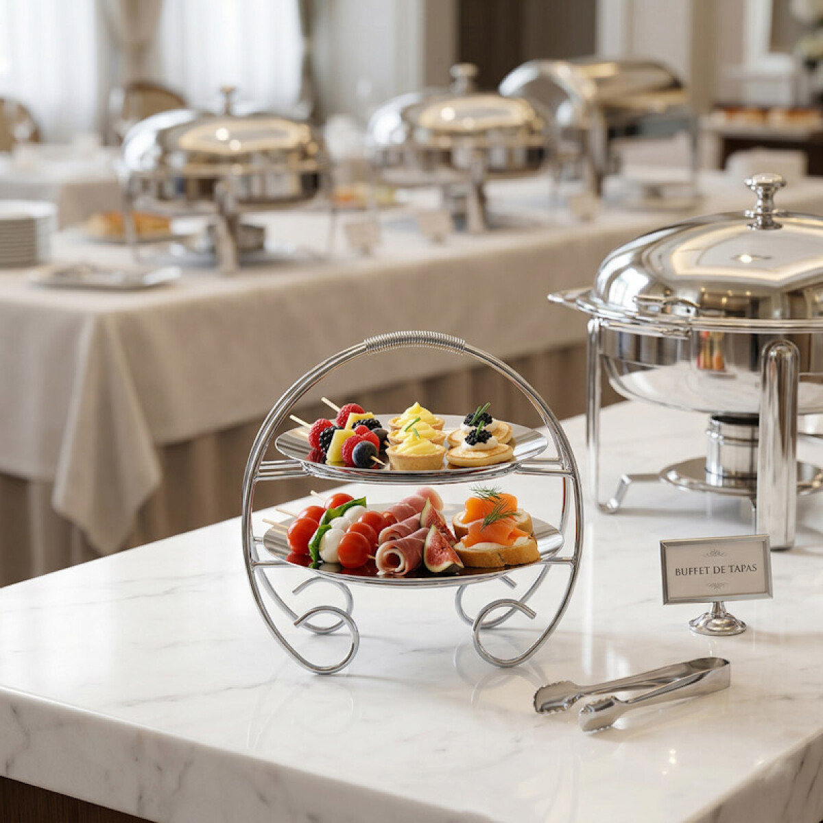 Soporte Buffet Doble Fuente Volf 