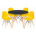 Juego de comedor Con Mesa Circular de 80cm + 4 Sillas Eames Amarillo/Negro
