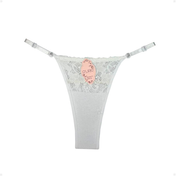 Tanga Colaless Ajustable De Encaje Blanco