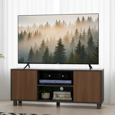 Mueble Rack de Tv Hasta 50" Manhattan de Piso con 2 Puertas y Estantes 120 cm de Ancho - Manchester / Grafito Mueble Rack de Tv Hasta 50" Manhattan de Piso con 2 Puertas y Estantes 120 cm de Ancho - Manchester / Grafito