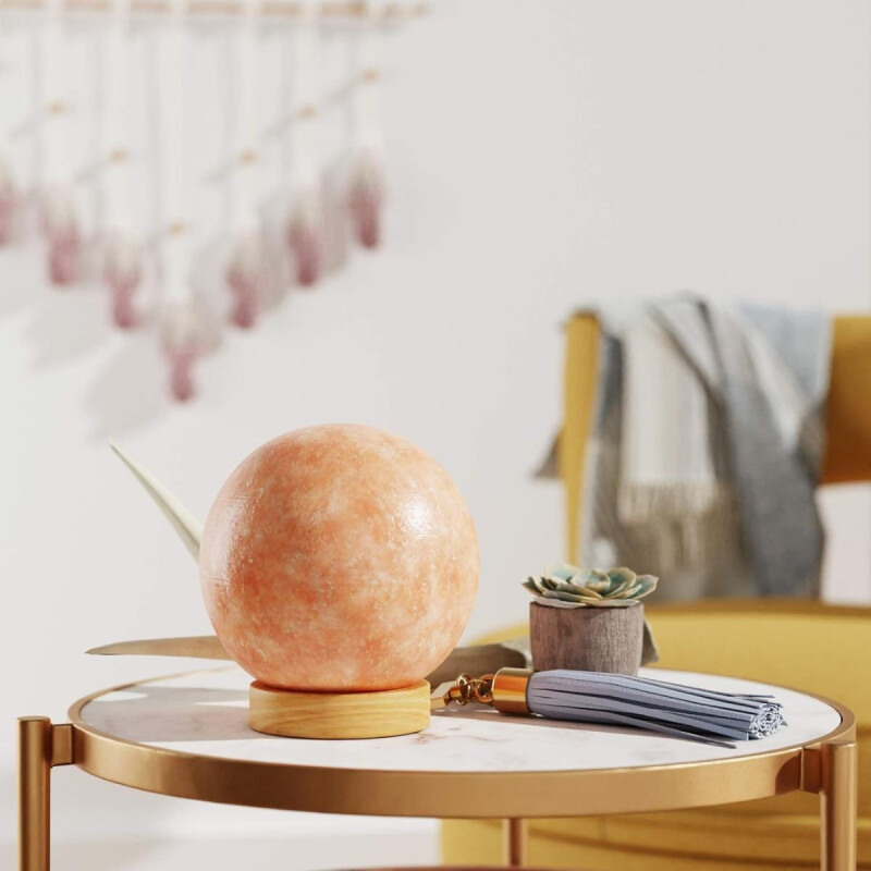Lámpara Piedra De Sal Esfera Usb, Ideal Mesa Luz Multicolor