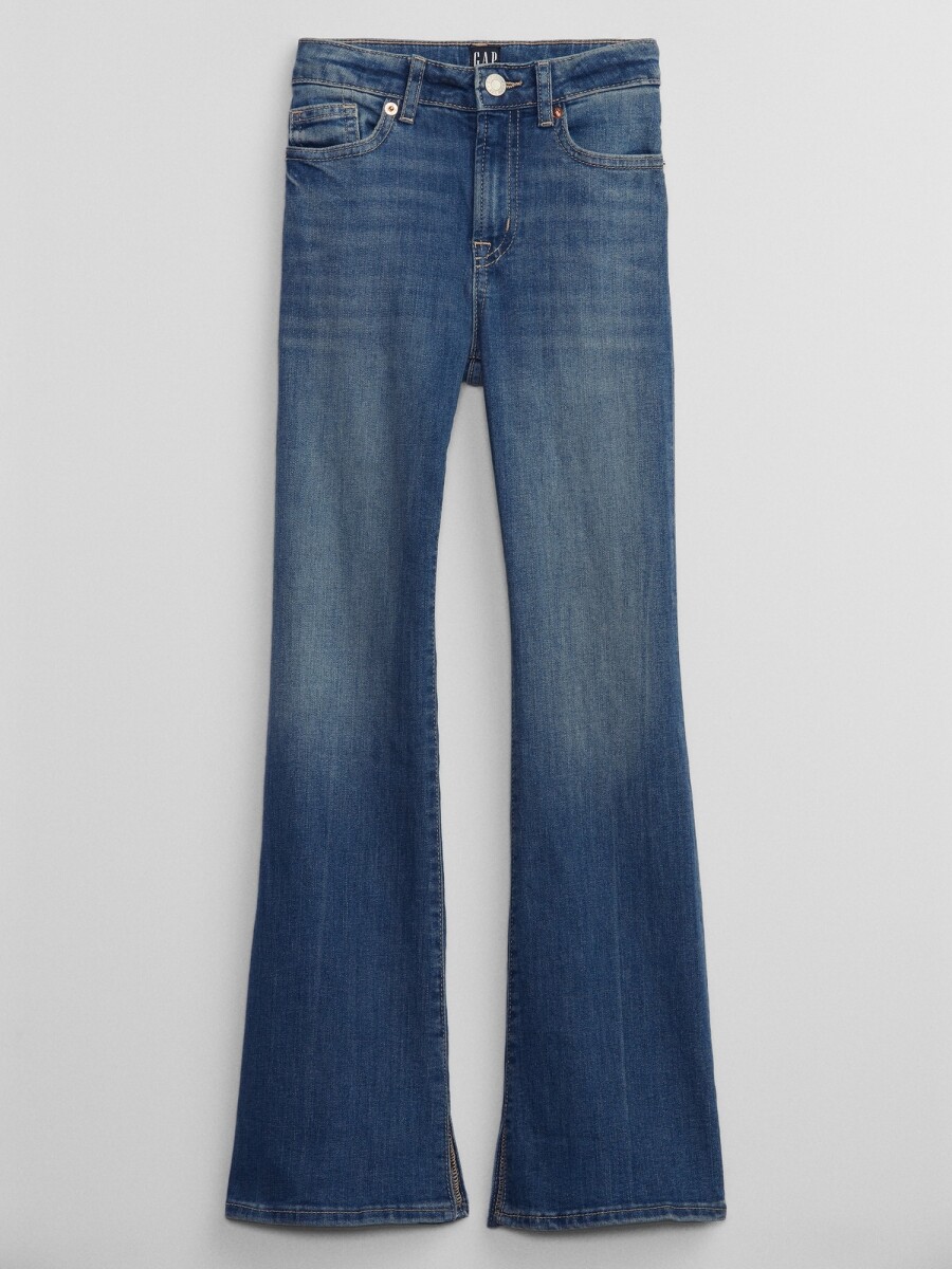 Jean Flare Tiro Alto Niña - Medium Wash 