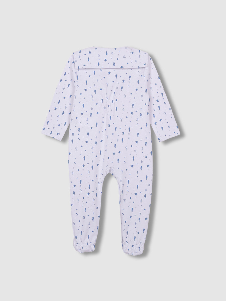 Pijama Largo Estampado Mar Blanco