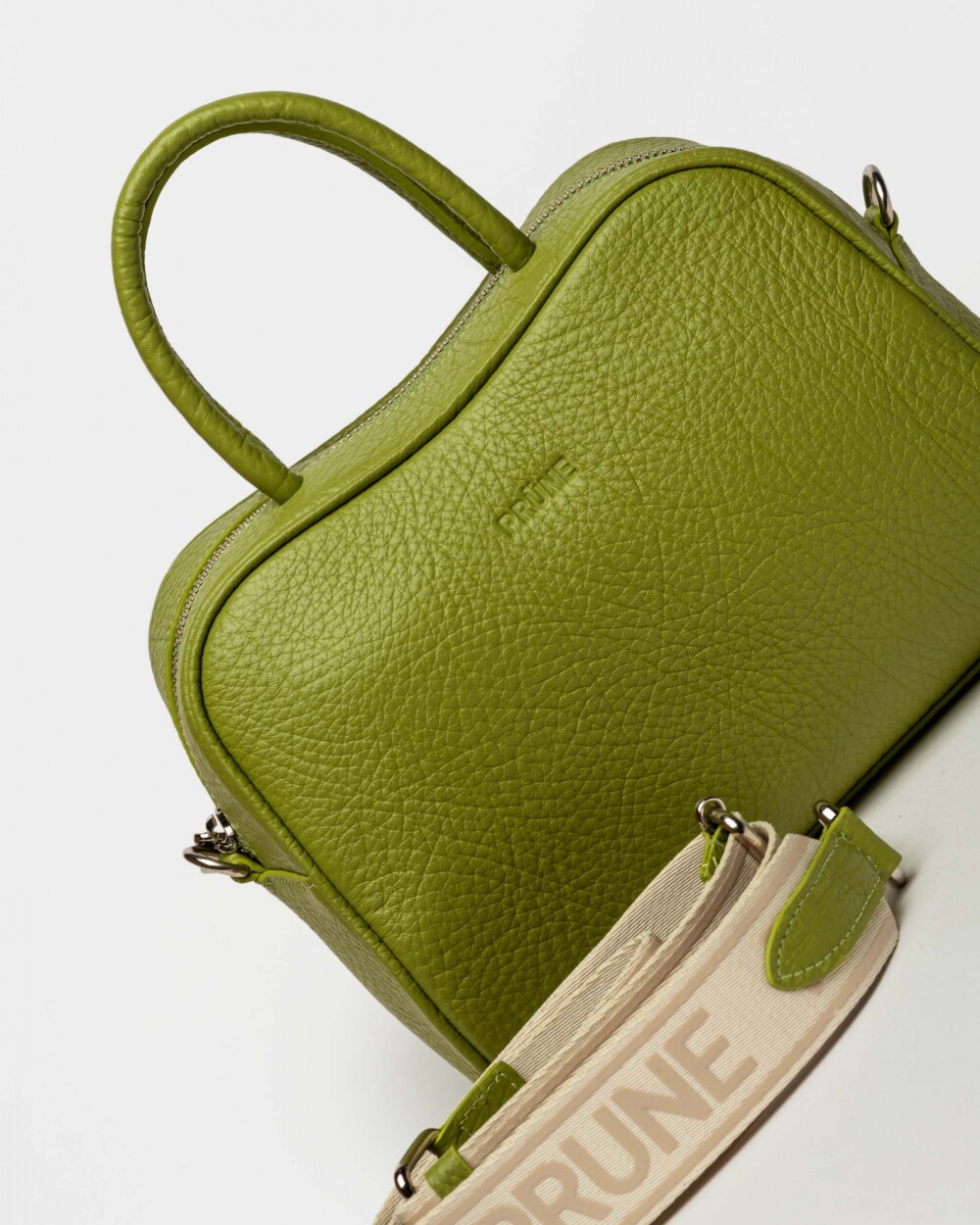 Cartera de mano The Club en cuero graneado Moss