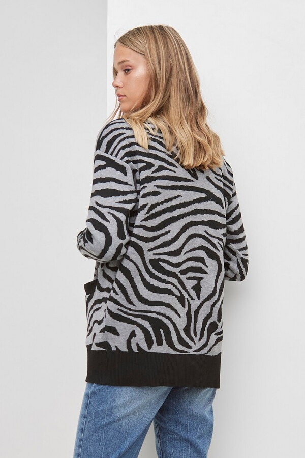 Cardigan Animal Print NEGRO/GRIS