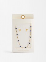 Set Collar Y Pendientes Lunas Y Estrellas - Acero Inoxidable azul