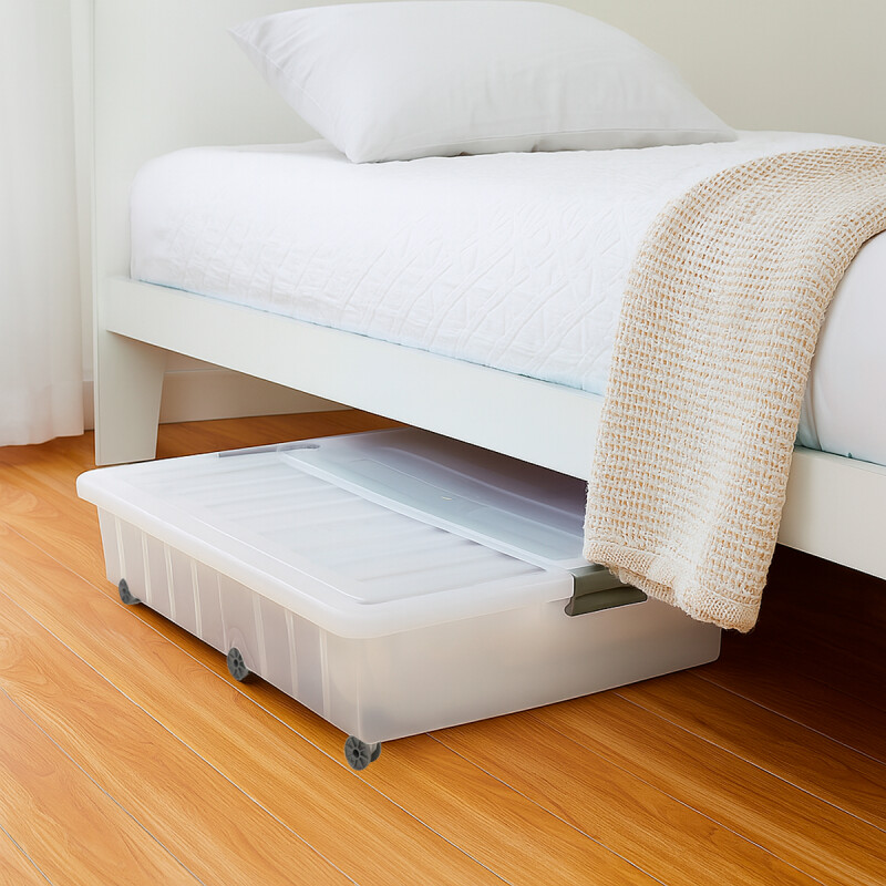 Caja organizadora con ruedas 45lt TRANSPARENTE