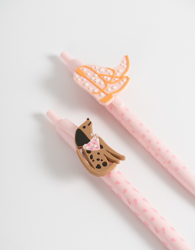 Lapices y Lapiceras Animalito Set De Lapiceras Con Toppers - Rosa Claro