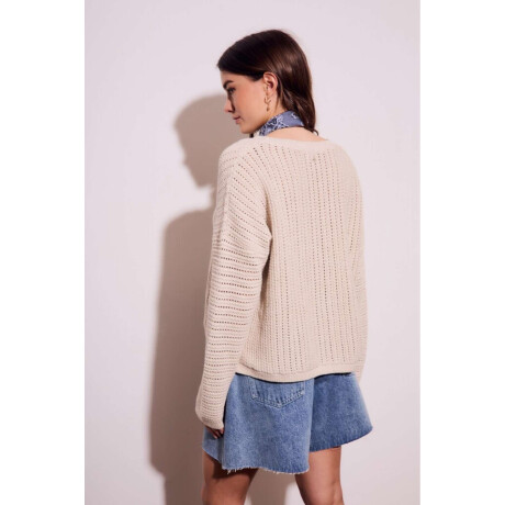 Sweater Texturado Lurex Beige Melange