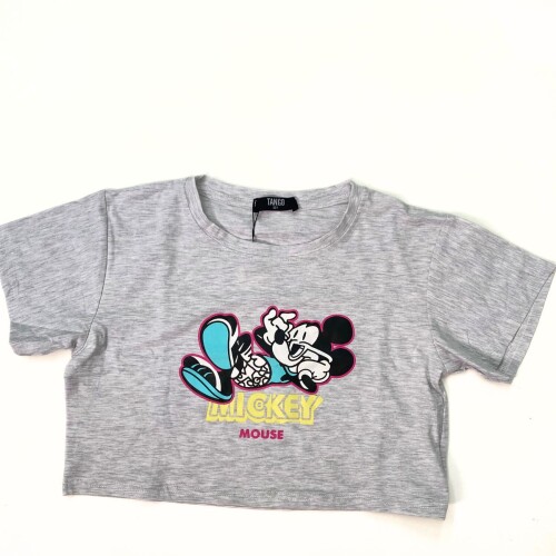 Crop Top Mickey Gris
