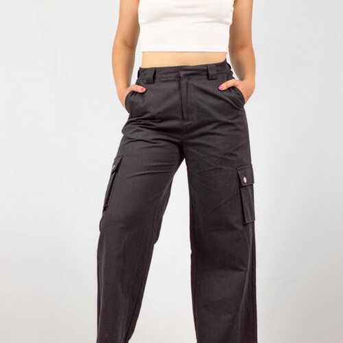 Pantalon Cargo Cropped Black