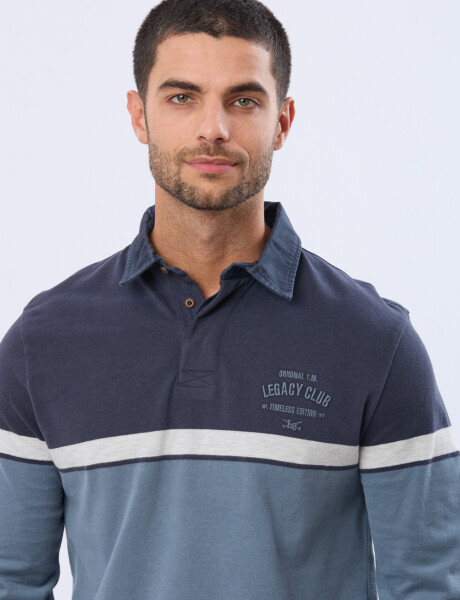 REMERA POLO RAYADA DE ALGODON Piedra