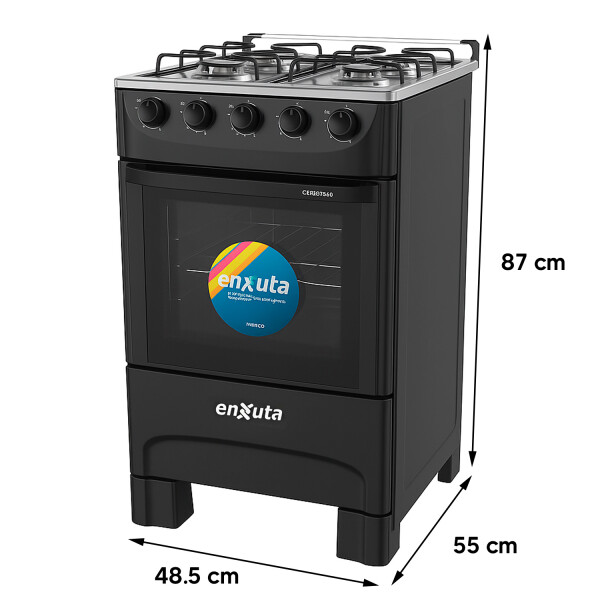 Cocina Multigas 4 Hornallas Enxuta Cenx27200ng NEGRO