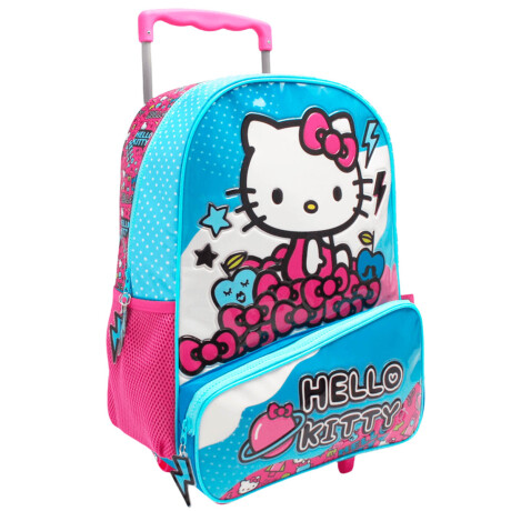Mochila Infantil Hello Kitty C/carro 40cm Rueditas Celeste