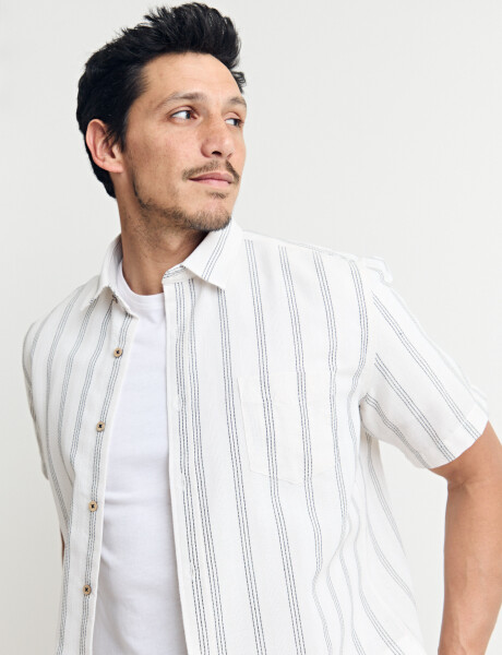 012630 CAMISA HARRINGTON LABEL Natural/azul