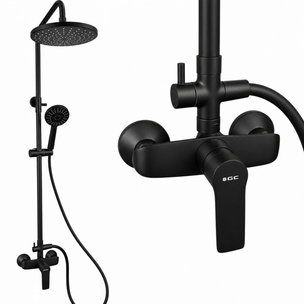 Barral de ducha monocomando Exterior con transferencia Blaster Negro Mate Barral De Ducha Monocomando Exterior Con Transferencia Blaster Negro Mate