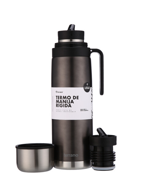 Termo 1Lt. Premium Manija Rigida Metalizado Negro