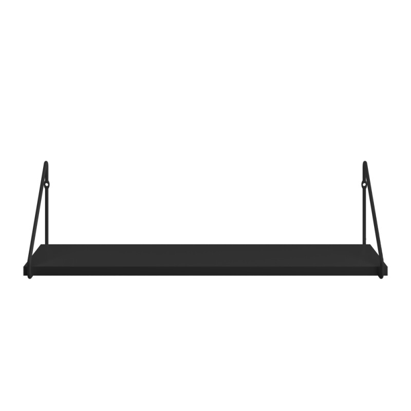 Estante de pared madera y hierro - 1 piso Negro