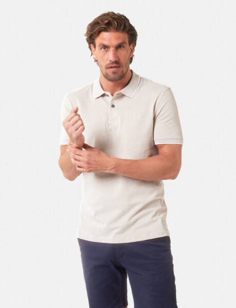 REMERA POLO JERSEY RAYADA Beige
