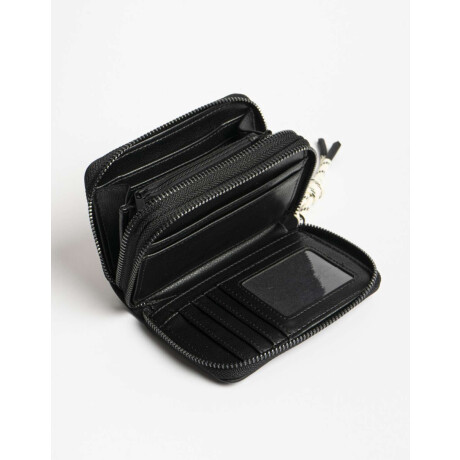 Billetera De Cuerina Con Doble Cierre Negro