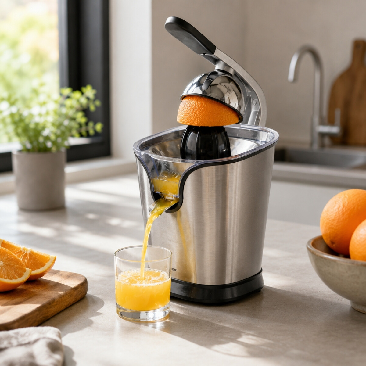 Exprimidor de jugos eléctrico con brazo 